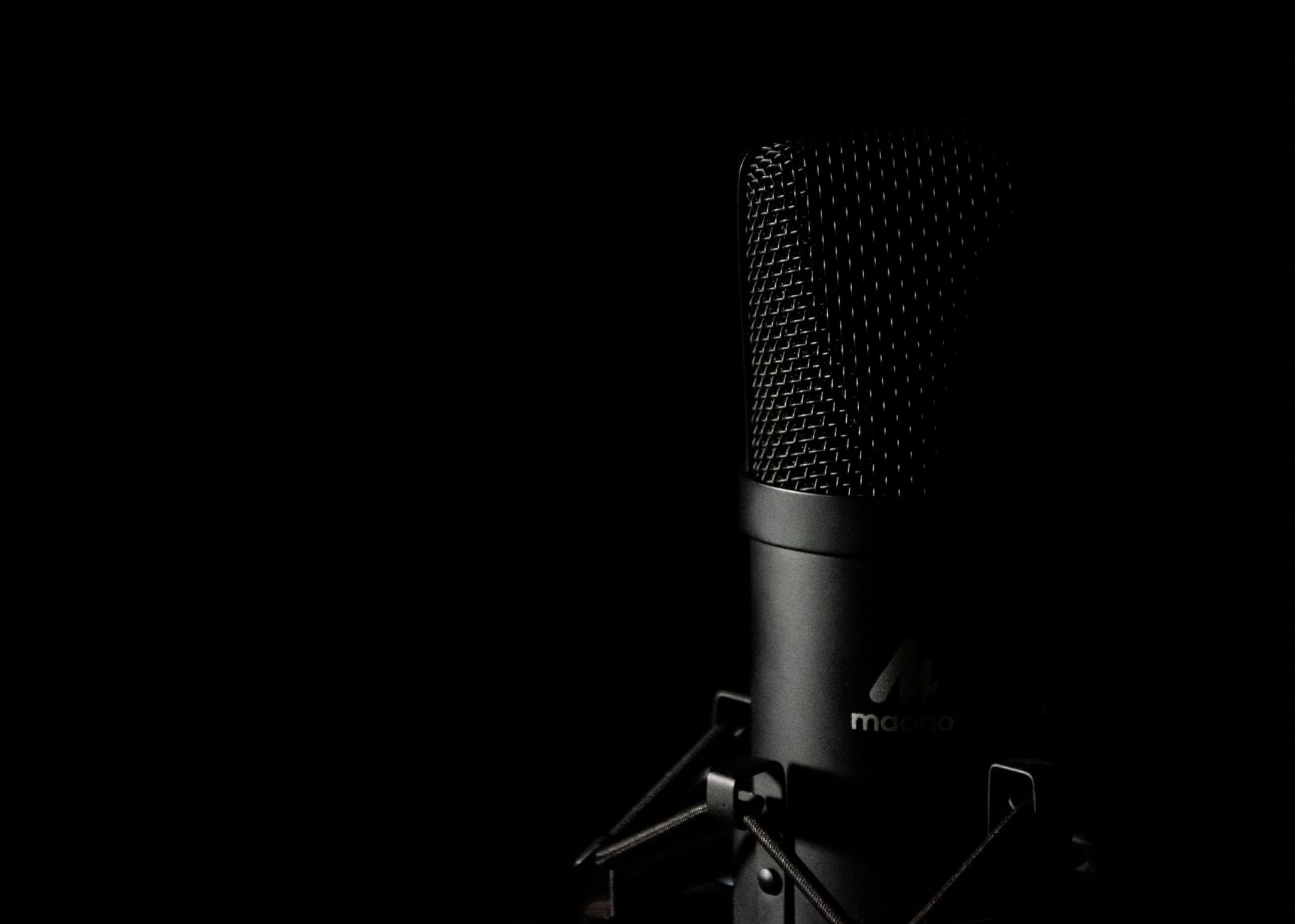 Studio microphone on black