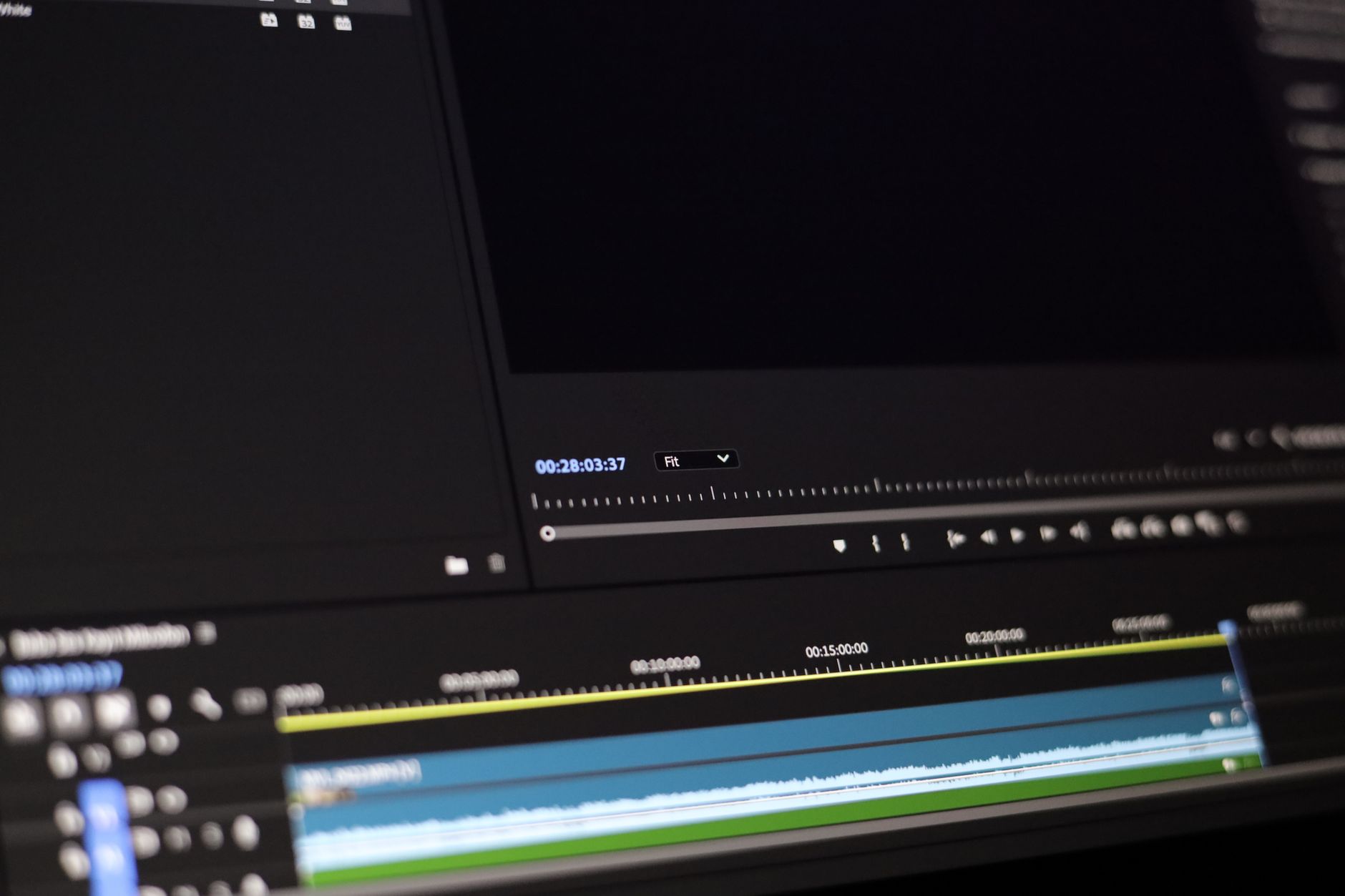 Video editing timeline on screen